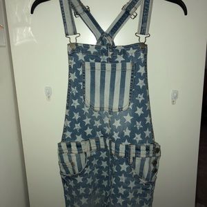 Overalls with American Flag Imprint